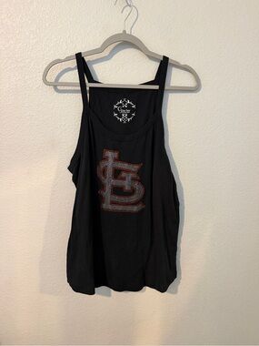 Saint Louis Cardinals Black Tank with Red and Silver Rhinestone Logo